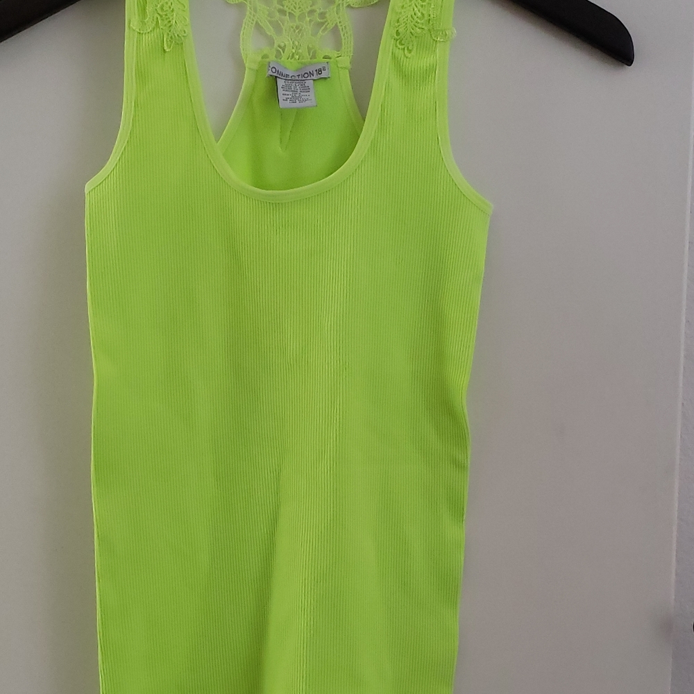 NWOT Connection 18 Neon Yellow Tank,Sz.L/XL,Lace
